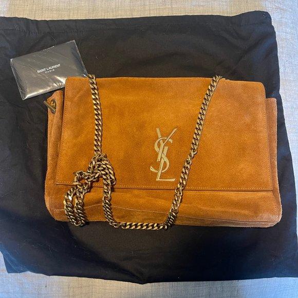 Saint Laurent Handbags - Saint Laurent Tan Suede Chain Strap Shoulder Bag